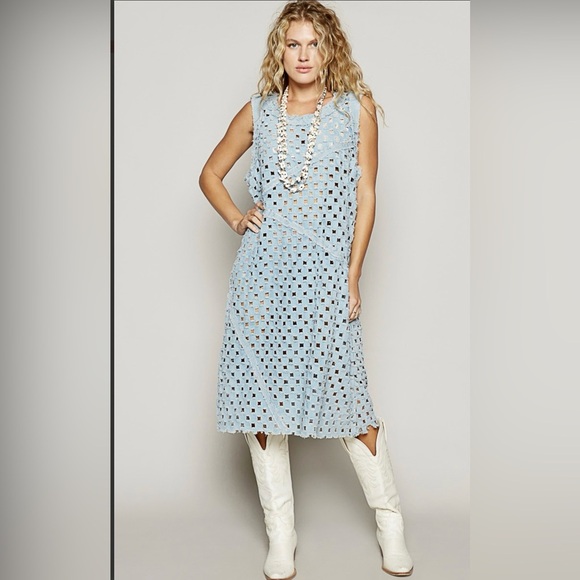 POL Dresses & Skirts - Brand New POL denim cut out dress adorable! S M L